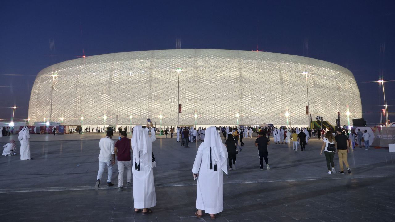 A general view shows the exterior of the Al-Thumama Stadium in Doha -- one of eight stadiums that will host World Cup matches