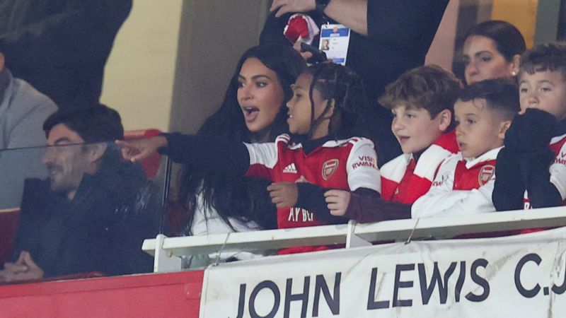 Kim Kardashian and son Saint watch on as Arsenal defeated by Sporting CP in Europa League