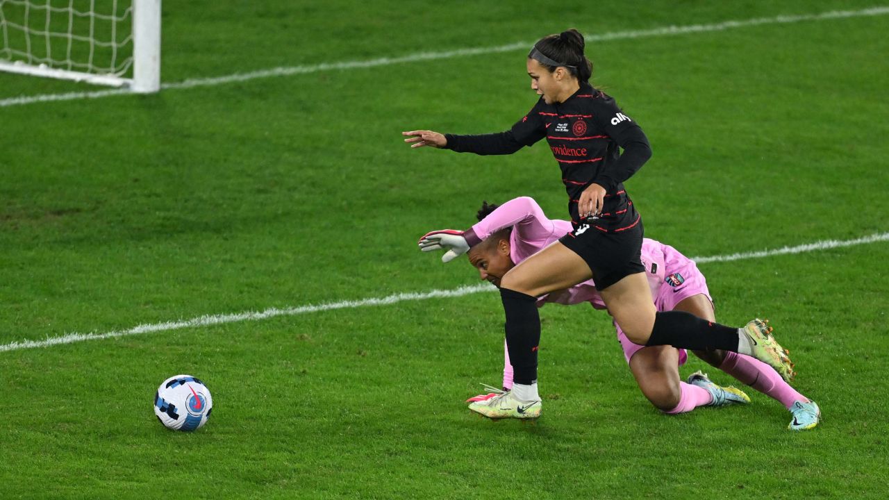 Sophia Smith opened the scoring for the Thorns against the Kansas City Current in the 2022 NWSL Championship game.