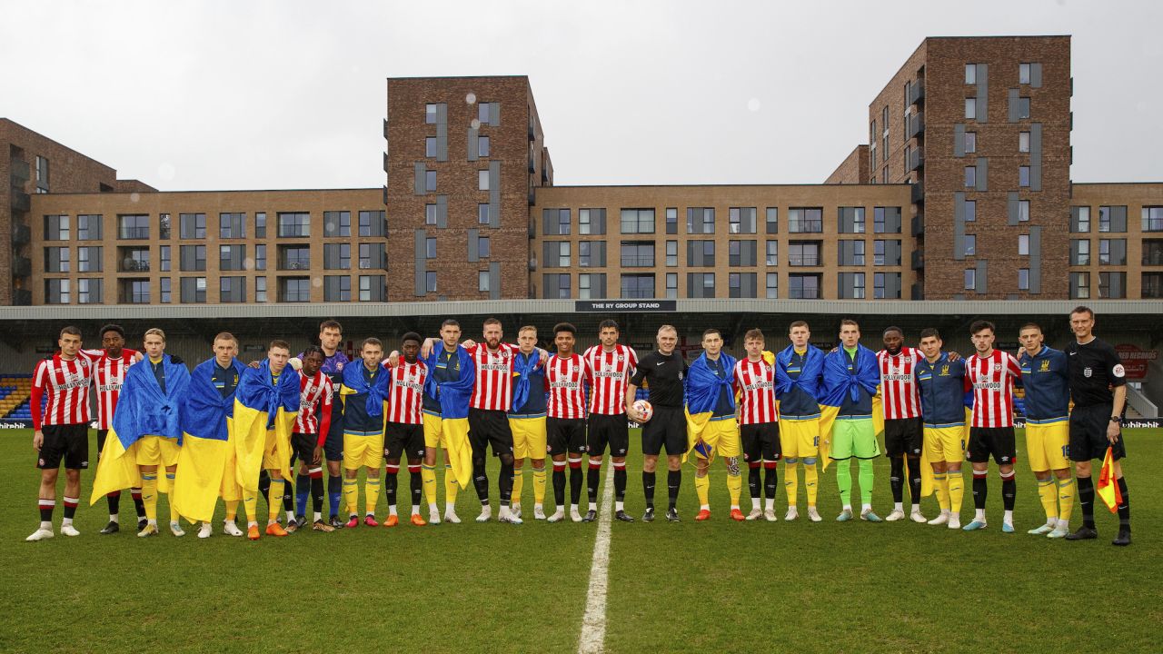 The Ukrainian national team arrived in London on Monday ahead of the game at Wembley.