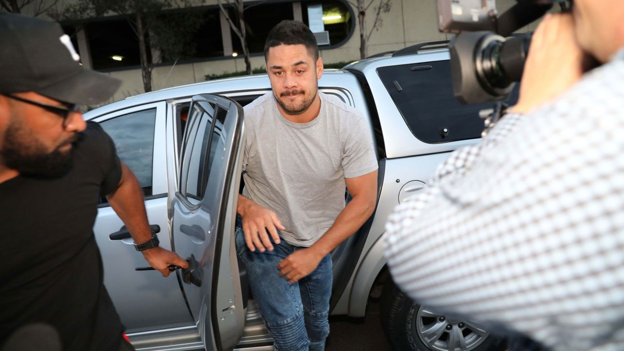 Hayne outside Castle Hill Police station in Sydney, New South Wales, in 2018.