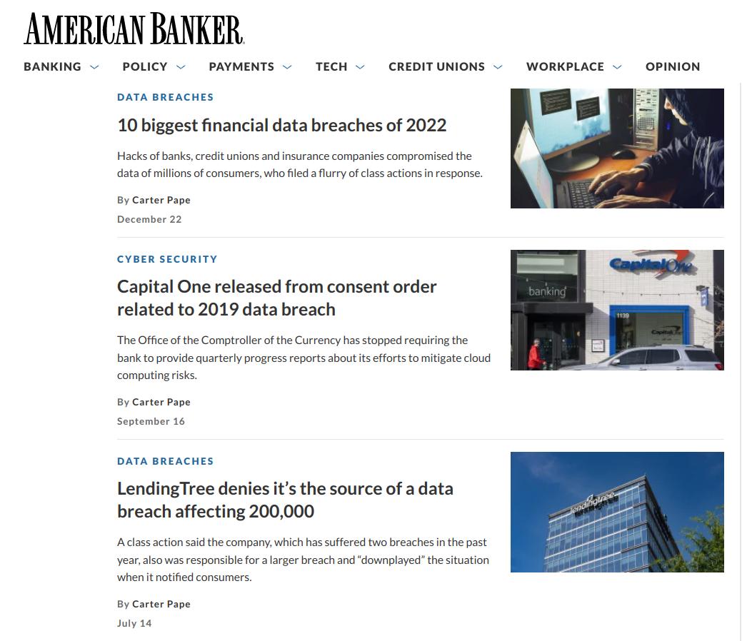 American Banker Financial Data Breaches