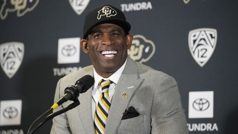 Colorado Buffaloes head coach Deion Sanders meets team mascot and gets quite the surprise