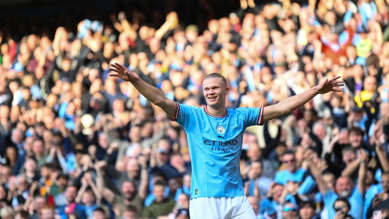 Erling Haaland equals a Premier League record as Manchester City closes gap on Arsenal in title race