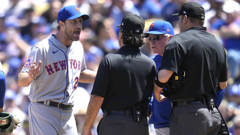 New York Mets pitcher Max Scherzer ejected from Los Angeles Dodgers game after umpire inspections for sticky hands