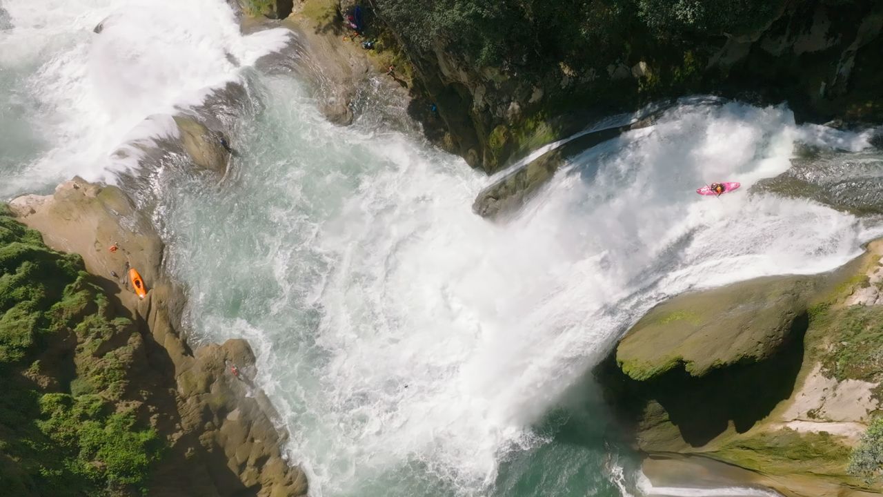 Jackson kayaks the Angel Wings falls in the Santo Domingo Gorge.