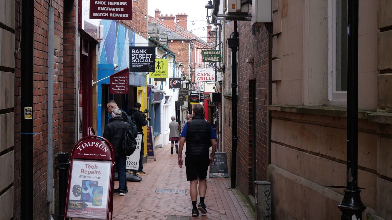 One of Wrexham city center's shopping areas, pictured on April 22.