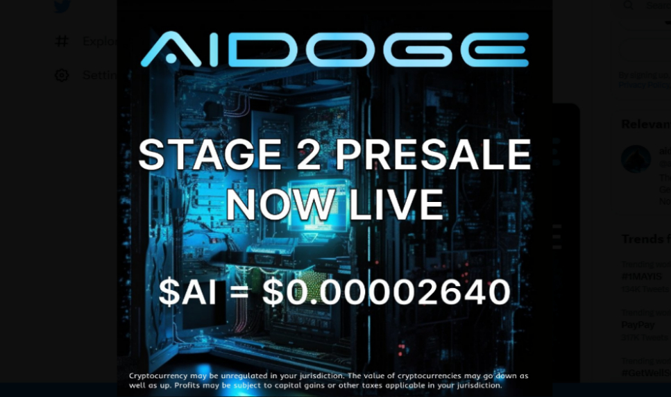 Trending AI Crypto Coin AiDoge Enters Stage Two of Token Presale