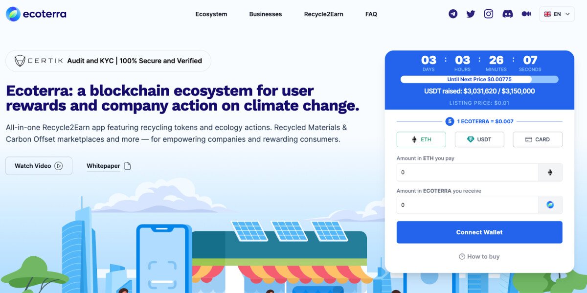 New Web3 Hit, Ecoterra Raises $3 Million in 30 days as Recycle2Earn App Project Trends on Google