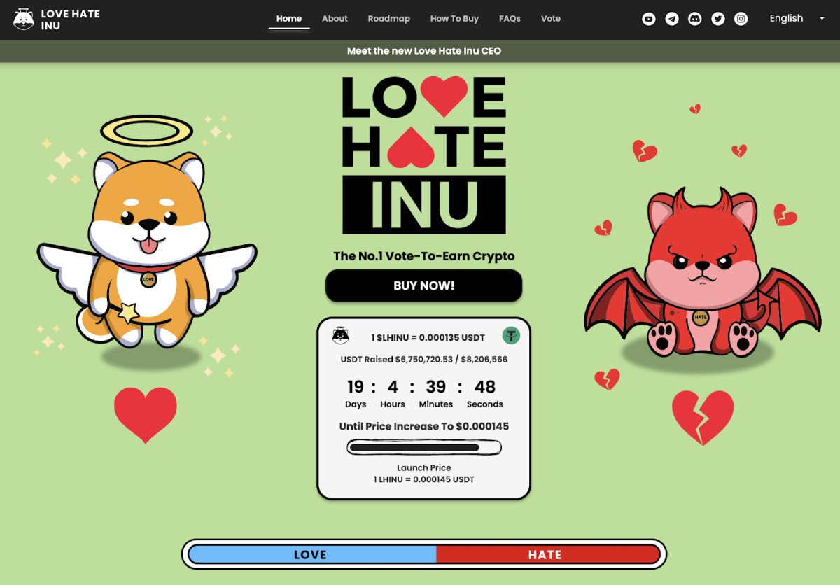 Next Floki, Love Hate Inu Raises $6.8 Million – Invest in Trusted Projects, Avoid Big Eyes Warns Dawkins