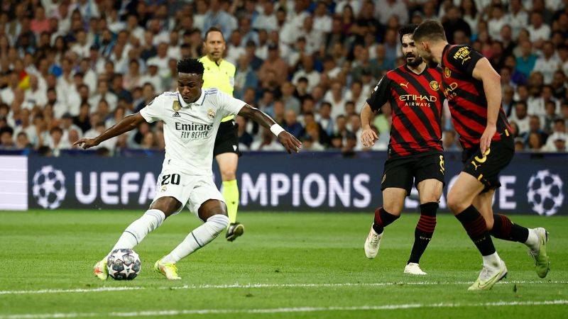 Champions League: Stunning strikes from Vinícius Jr. and Kevin De Bruyne leave semifinal tie between Real Madrid and Manchester City finely balanced