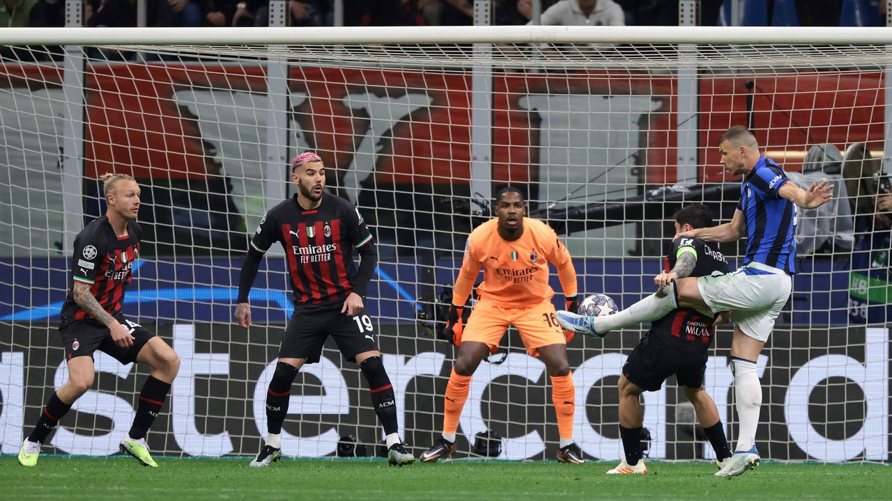 Edin Džeko scored Inter Milan's opener in the Derby della Madonnina.