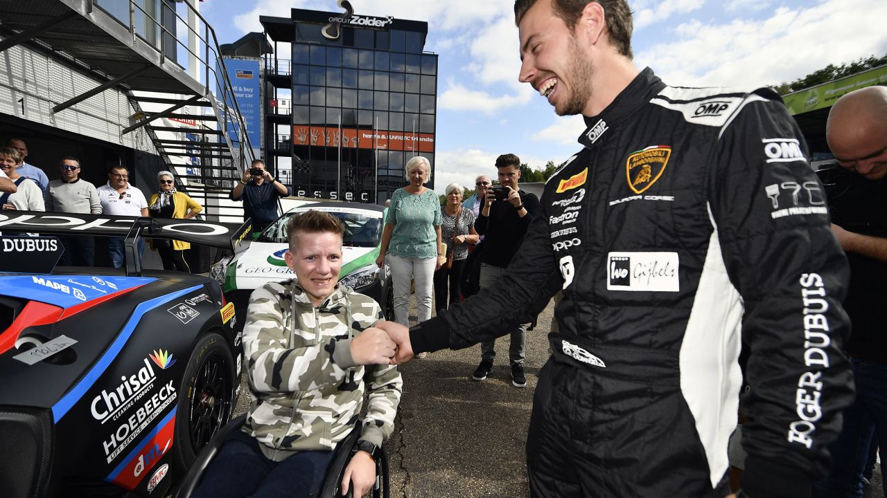 Vervoort pictured in September 2019 with Lagrange, with whom she raced a Lamborghini.