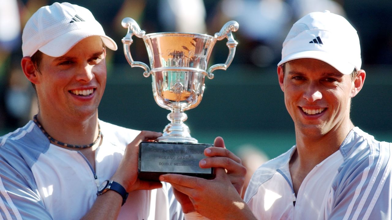 Bob (left) and Mike Bryan won their first grand slam title together at the 2003 French Open.