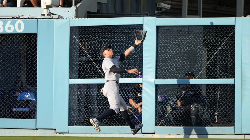 Catch of the year? Aaron Judge crashes through door to make spectacular grab; misses next game with injury