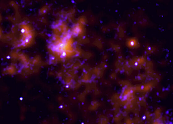 An image of cosmic clouds glowing in X-rays.