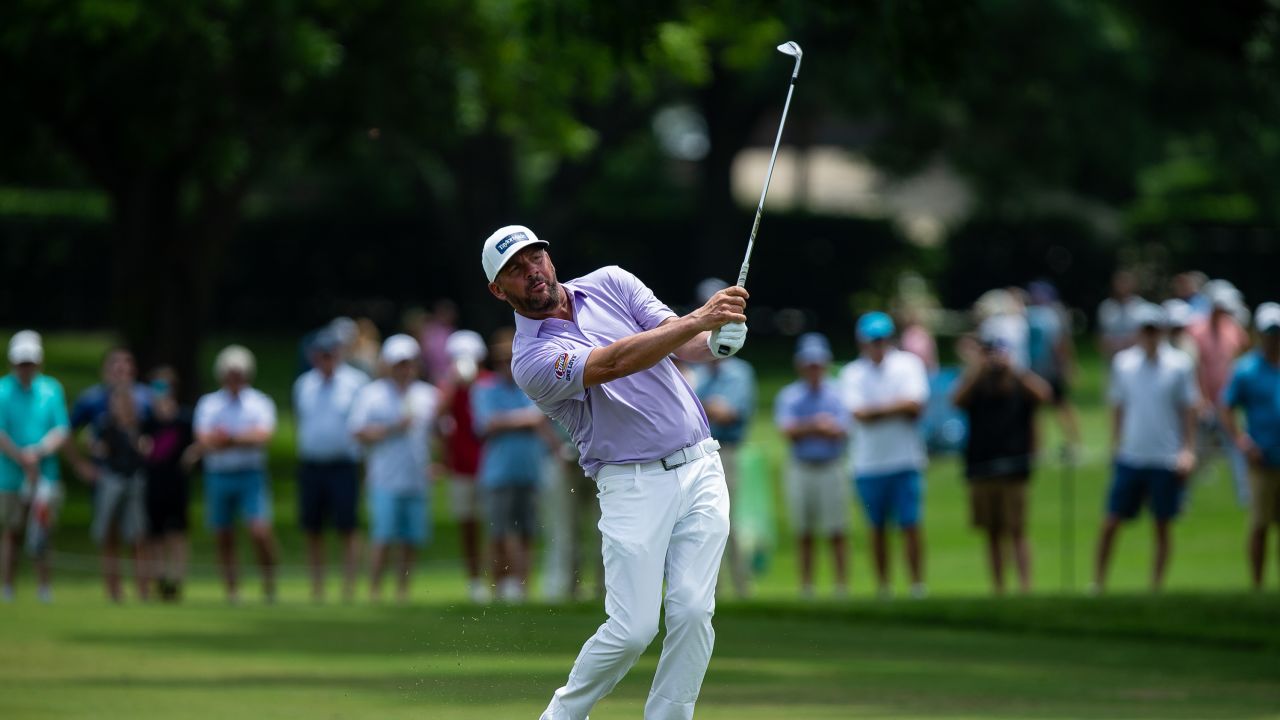 Block plays a shot on the second hole at the Charles Schwab Challenge.