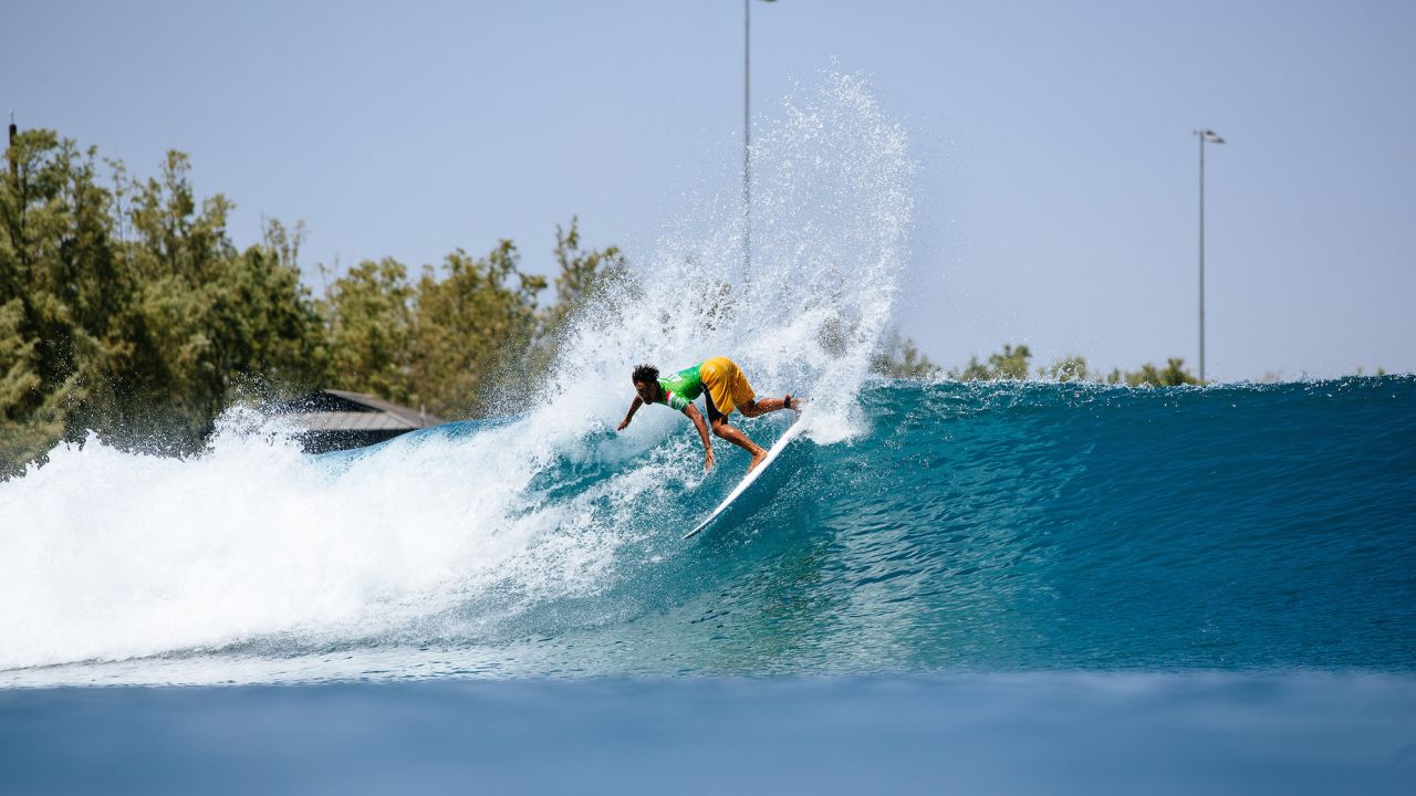 Waida, seen catching a wave at the Surf Ranch Pro on May 27, is competing on the Championship Tour for the first time this season.