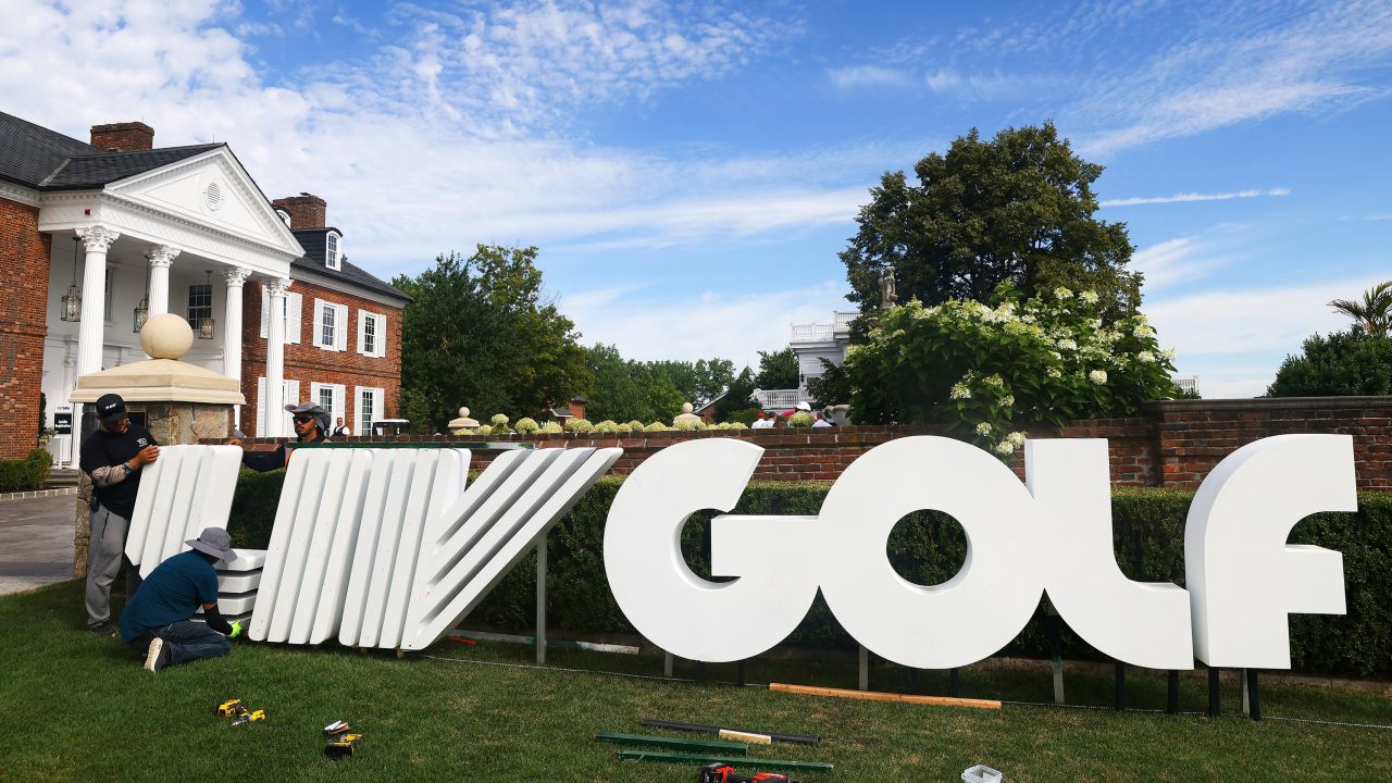 A view of Trump National Golf Club during a practice round prior to the LIV Golf event in Bedminster, New Jersey, on July 26, 2022.