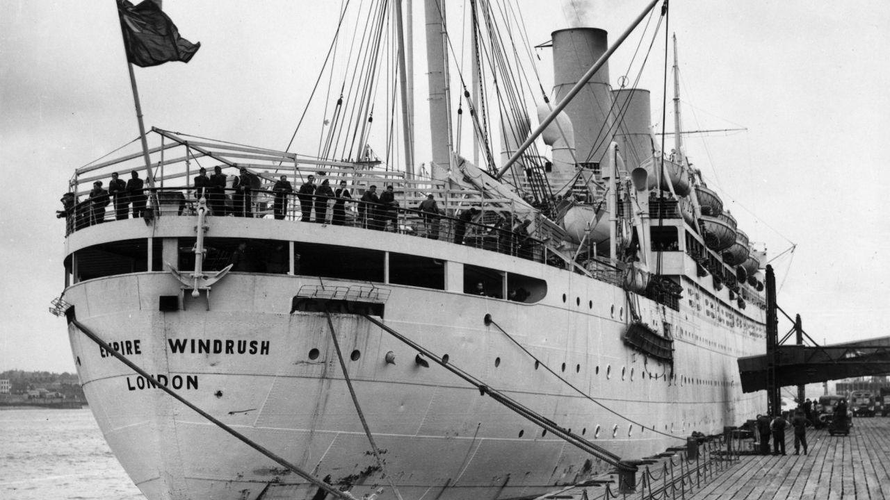 28th March 1954:  The British liner 'Empire Windrush' at port.  (Photo by Douglas Miller/Keystone/Hulton Archive/Getty Images)