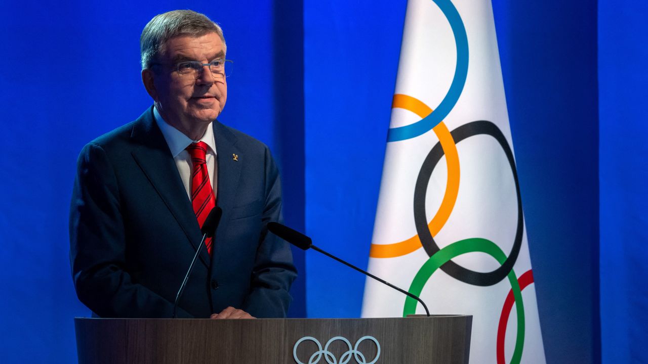 German International Olympic Committee (IOC) President Thomas Bach opens in Lausanne on June 22, 2023, an extraordinary hybrid IOC Session to vote to withdraw its recognition of the International Boxing Association (IBA) over its failure to address governance, finance and corruption concerns.