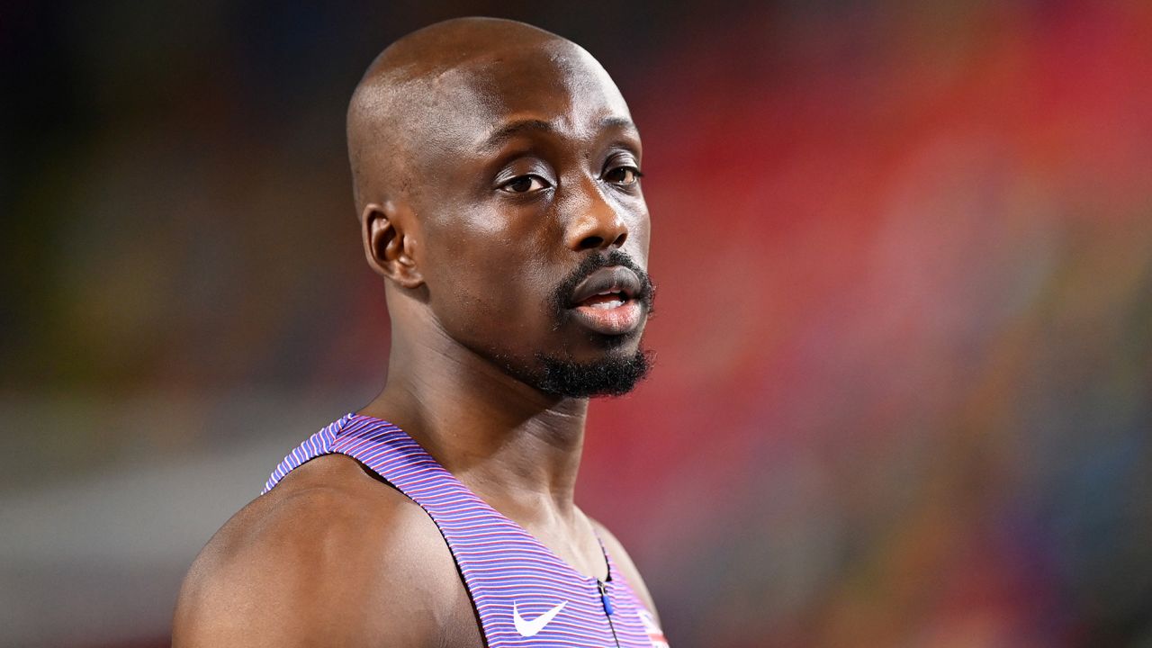 ISTANBUL, TURKEY - MARCH 04: Eugene Amo-Dadzie of Great Britain looks on during the Men's 60m Round 1 Heat 3 during Day 2 of the European Athletics Indoor Championships at the Atakoy Arena on March 04, 2023 in Istanbul, Turkey. (Photo by Dan Mullan/Getty Images)