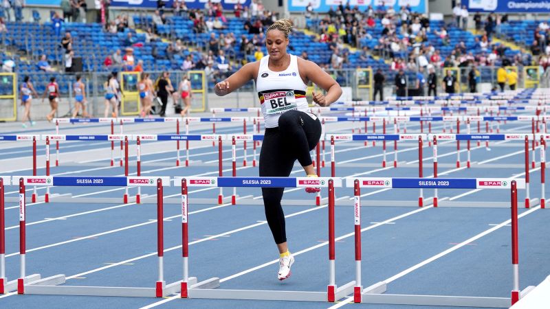 ‘I have never been this famous before … it’s crazy,’ says shot putter Jolien Boumkwo after competing in hurdles event