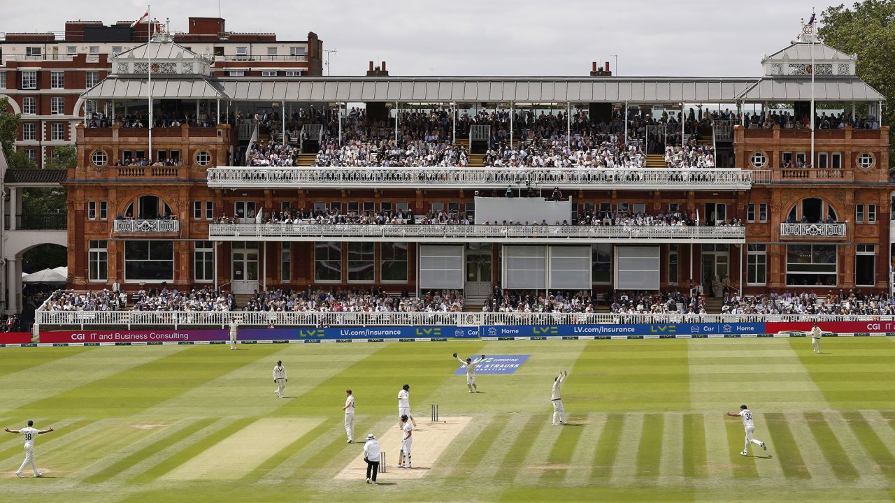 LONDON, ENGLAND - JULY 02: Alex Carey of Australia runs out Jonny Bairstow of England during Day Five of the LV= Insurance Ashes 2nd Test match between England and Australia at Lord's Cricket Ground on July 2, 2023 in London, England. (Photo by Ryan Pierse/Getty Images)