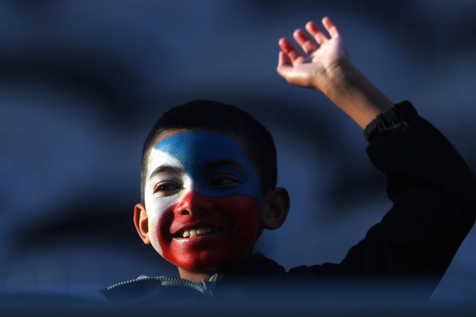 A Philippines fan enjoys the pre-match atmosphere. This was the country's Women's World Cup debut.