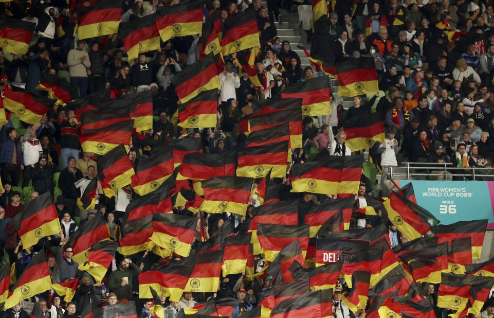 Germany fans celebrate as their team gets off to a great start.