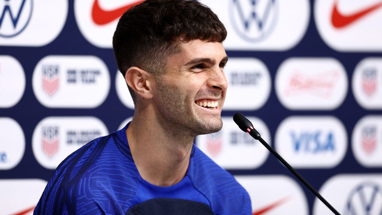 Christian Pulisic of The United States speaks at a press conference on December 1.