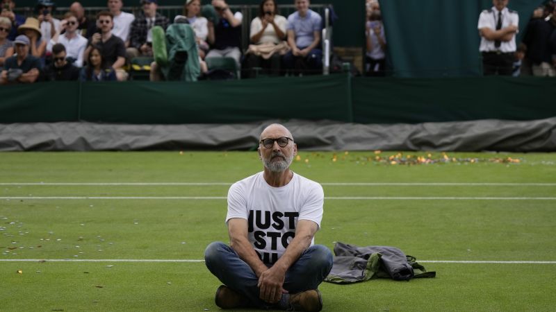 Just Stop Oil protesters disrupt two matches at Wimbledon