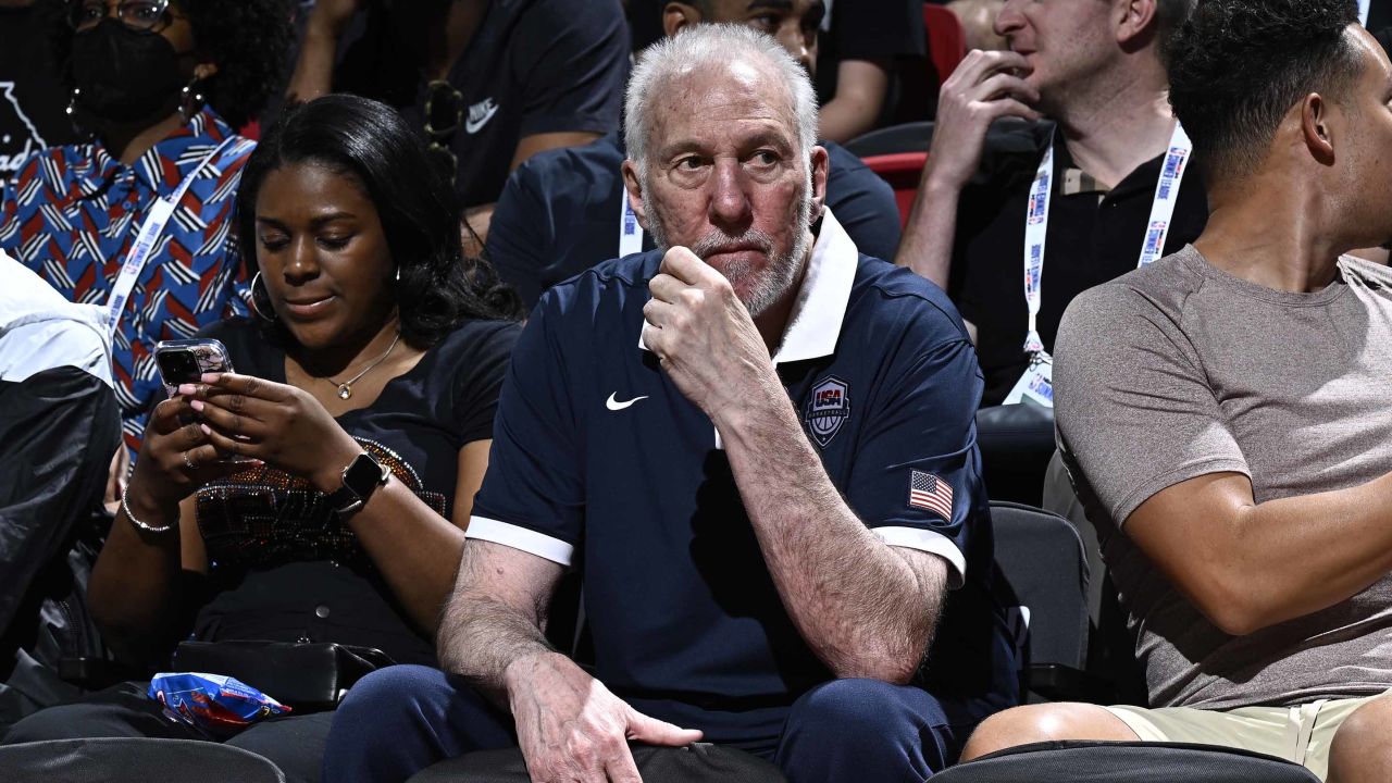 LAS VEGAS, NV - JULY 9: Head Coach Gregg Popovich of the San Antonio Spurs attends the 2023 NBA Las Vegas Summer League on July 9, 2023 at the Thomas & Mack Center in Las Vegas, Nevada. NOTE TO USER: User expressly acknowledges and agrees that, by downloading and or using this photograph, User is consenting to the terms and conditions of the Getty Images License Agreement. Mandatory Copyright Notice: Copyright 2023 NBAE (Photo by David Dow/NBAE via Getty Images)