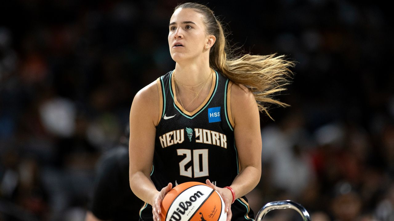 New York Liberty guard Sabrina Ionescu competes during the WNBA All-Star 3-point basketball contest Friday, July 14, 2023, in Las Vegas. (Ellen Schmidt/Las Vegas Review-Journal)