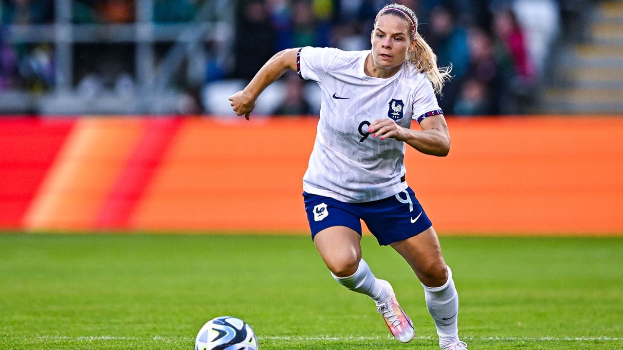 Eugenie Le Sommer of France during the match between Ireland and France at Tallaght Stadium on July 6, 2023 in Tallaght, Ireland.