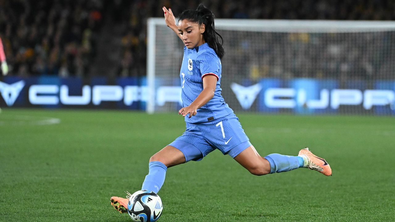 Sakina Karchaoui of France in action during a friendly match between Australia and Canada ahead of the FIFA Women's World Cup in Melbourne, Australia on 14 July, 2023.