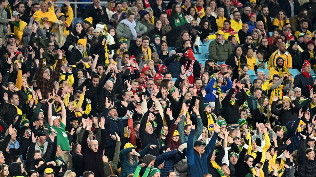 Soccer Football - FIFA Women's World Cup Australia and New Zealand 2023 - Group B - Australia v Republic of Ireland - Stadium Australia, Sydney, Australia - July 20, 2023
Australia and Republic of Ireland fans in the stands REUTERS/Jaimi Joy