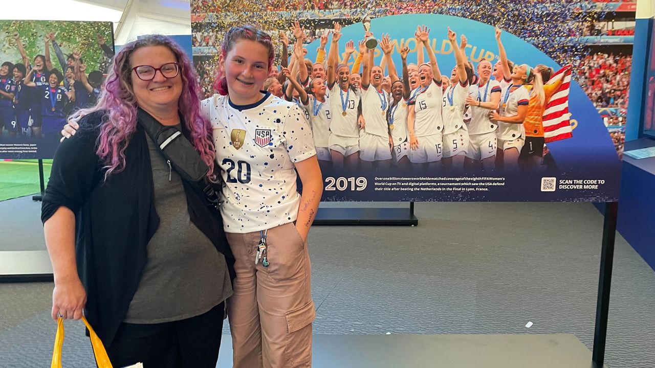 This year is the second World Cup for 14-year-old Elanor, pictured here with her mom.