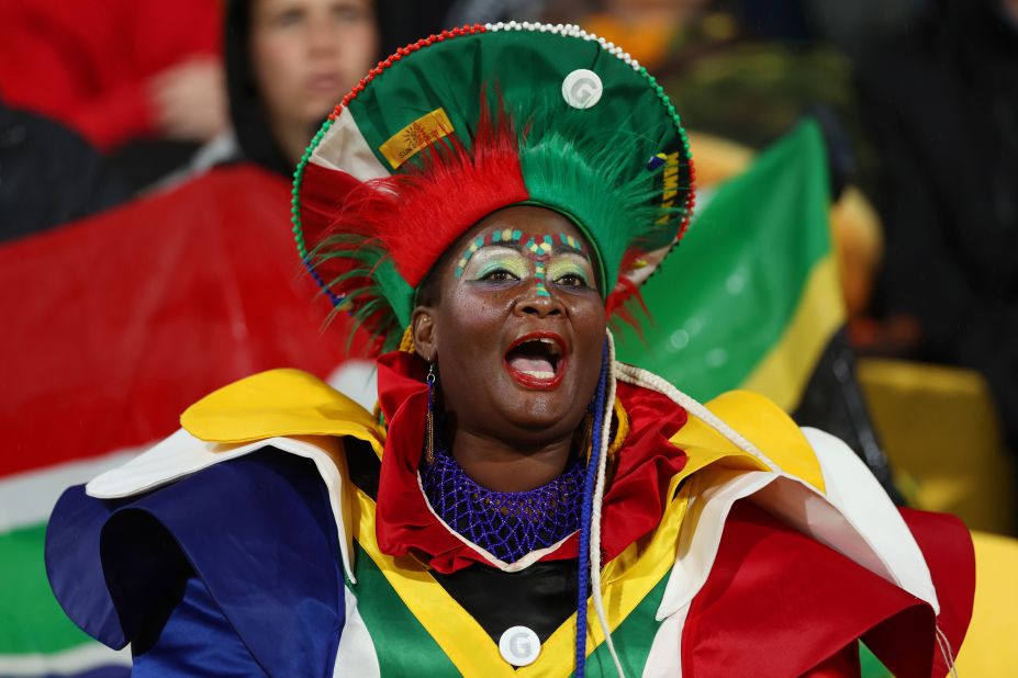 A South Africa fan shows support during the match.