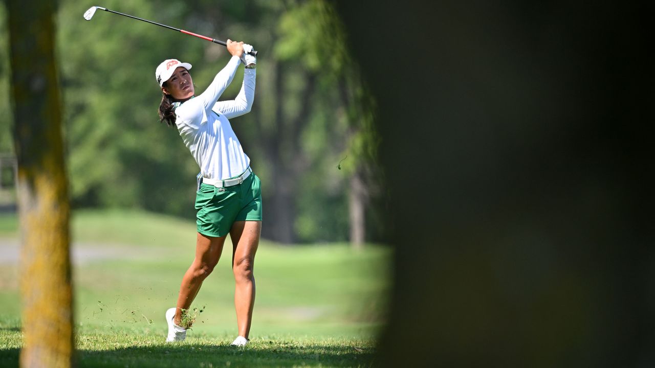 EVIAN-LES-BAINS, FRANCE - JULY 22: Celine Boutier of France plays their second shot on the 15th hole on day two of The Amundi Evian Championship at Evian Resort Golf Club on July 22, 2022 in Evian-les-Bains, France. (Photo by Stuart Franklin/Getty Images)