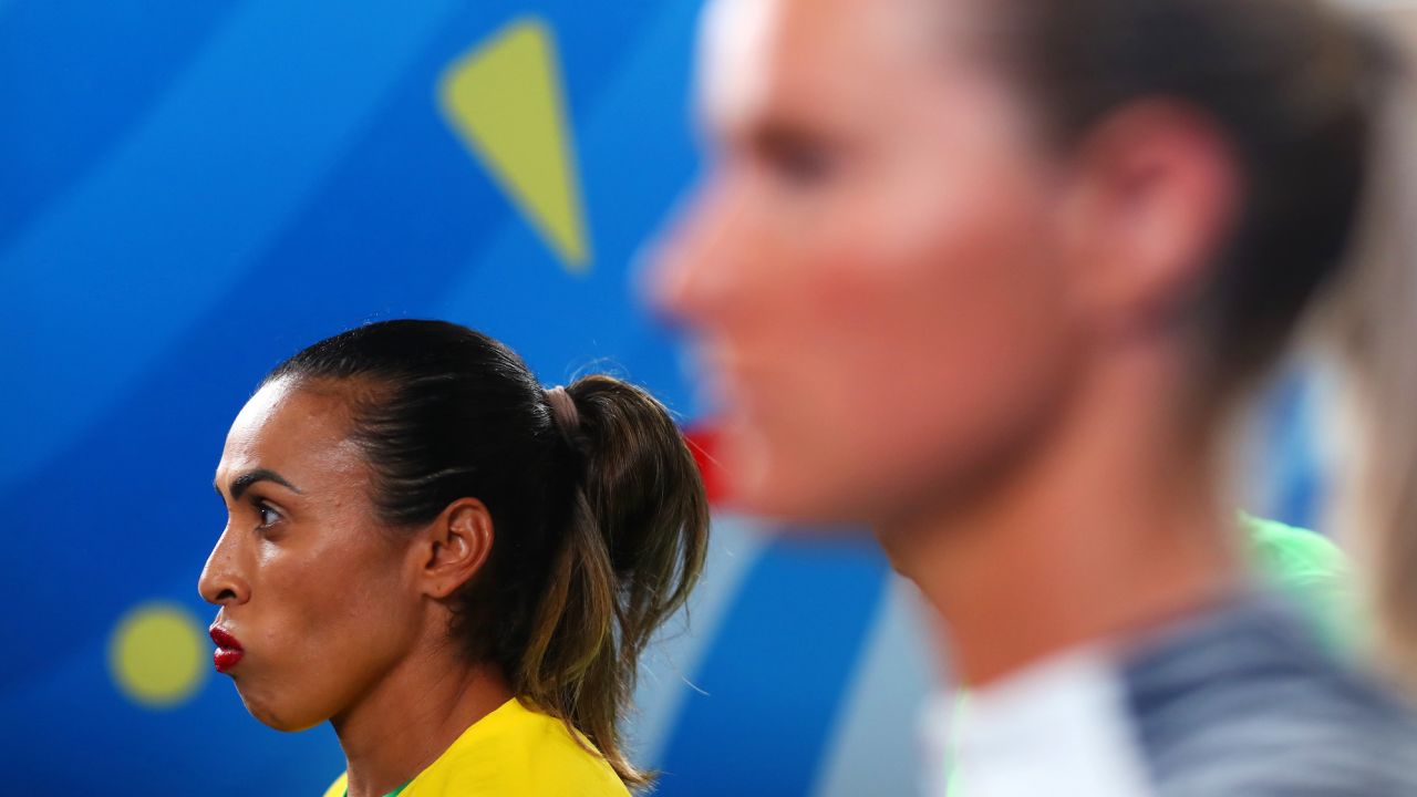 LE HAVRE, FRANCE - JUNE 23:  Marta of Brazil waits in the tunnel prior to the 2019 FIFA Women's World Cup France Round Of 16 match between France and Brazil at Stade Oceane on June 23, 2019 in Le Havre, France. (Photo by Maddie Meyer - FIFA/FIFA via Getty Images)