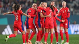 AUCKLAND, NEW ZEALAND - JULY 30: Sophie Roman Haug of Norway celebrates with team mates after scoring their sides sixth goal during the FIFA Women's World Cup Australia & New Zealand 2023 Group A match between Norway and Philippines at Eden Park on July 30, 2023 in Auckland / Tāmaki Makaurau, New Zealand. (Photo by Phil Walter/Getty Images)