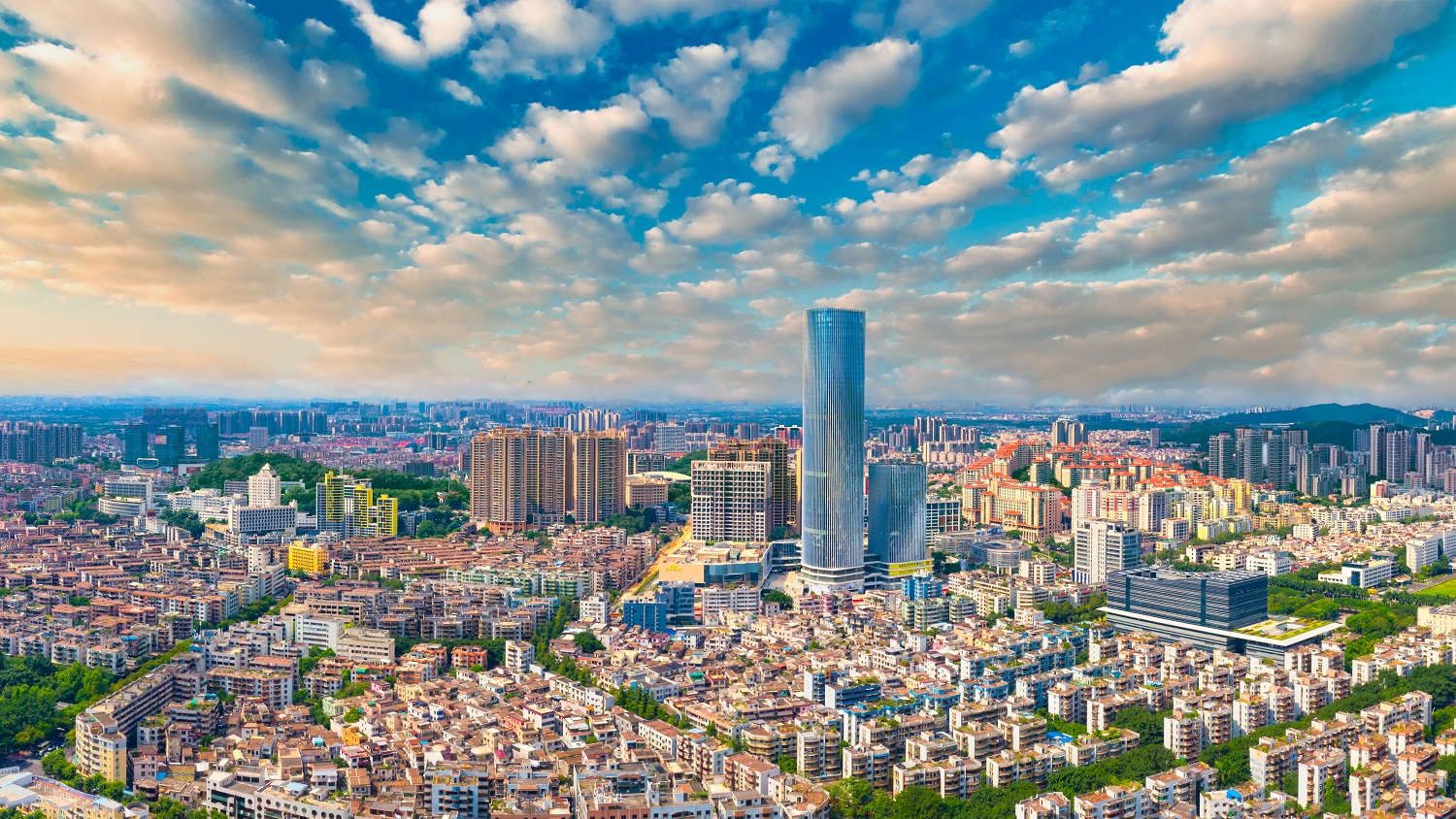 A panoramic view of the city of Zhongshan, Guangdong Province, China.