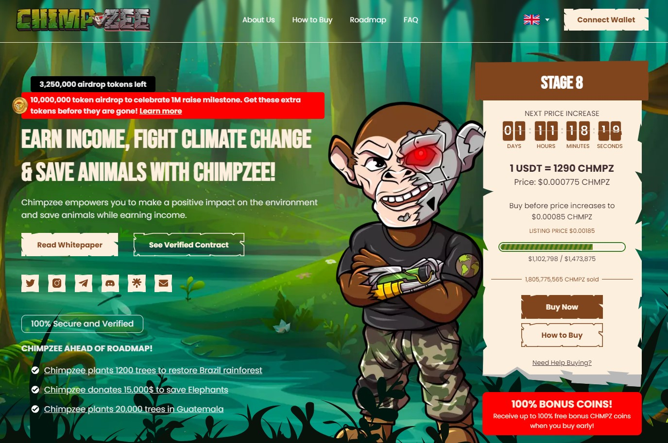 Charity-Focused Web3 Chimpzee’s Presale Heating Up Amid Exciting Airdrop Promotion – $1.1 Million Now Raised