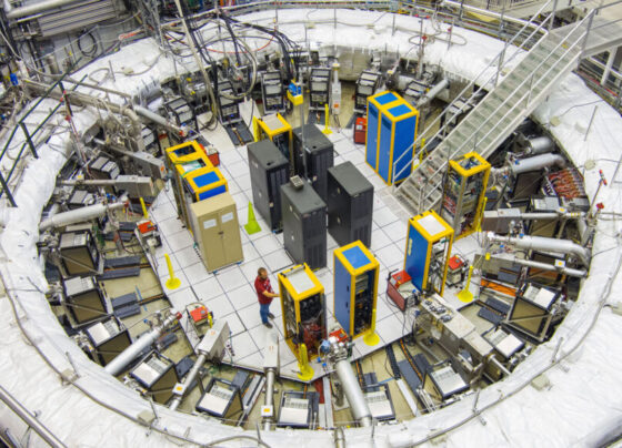 A photo of the doughnut-shaped magnet that was used with the Muon g-2 experiment.