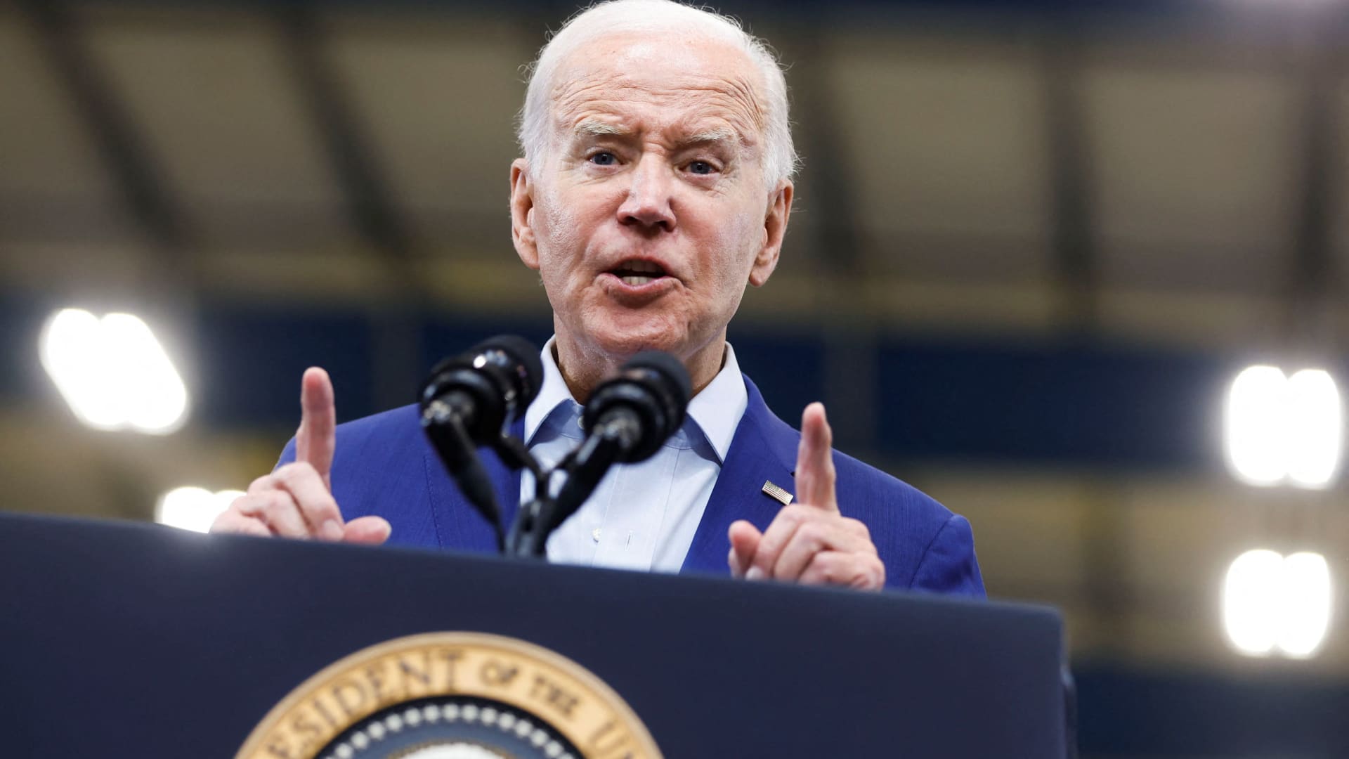 At a former Solo cup factory turned wind tower plant, Biden showcases a green energy revolution