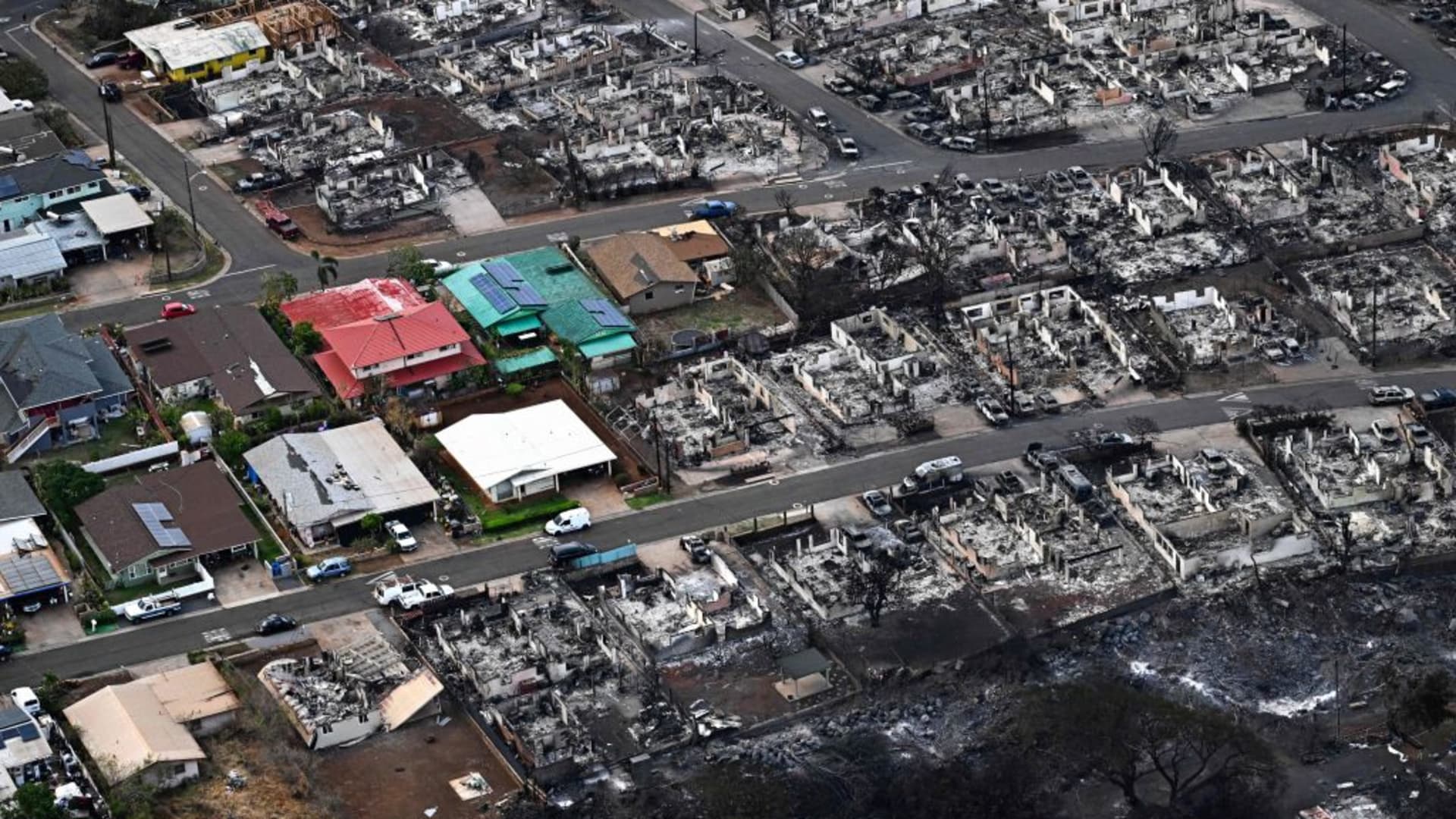 Aerial photos show total destruction as wildfires ravage historic Lahaina, Hawaii