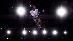 STUTTGART, GERMANY - OCTOBER 10: Simone Biles of USA competes on Floor during the Women's All-Around Final on Day 7 of FIG Artistic Gymnastics World Championships on October 10, 2019 in Stuttgart, Germany. (Photo by Laurence Griffiths/Getty Images)