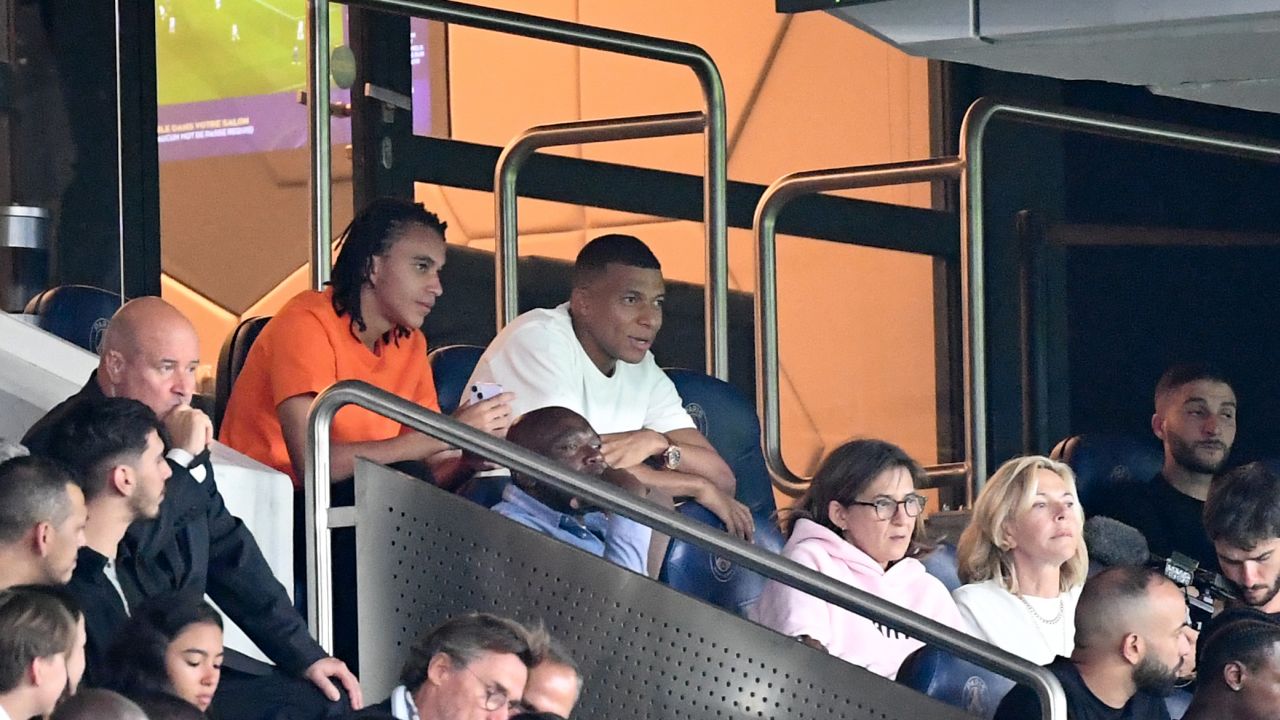 Fayza Lamari MBAPPE - Ethan MBAPPE - 07 Kylian MBAPPE (psg) - Wilfrid MBAPPE during the Ligue 1 Uber Eats match between Paris Saint Germain and FC Lorient at Parc des Princes on August 12, 2023 in Paris, France.