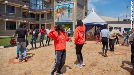 A group of female runners take part in an event  organised by Tirop's Angels.